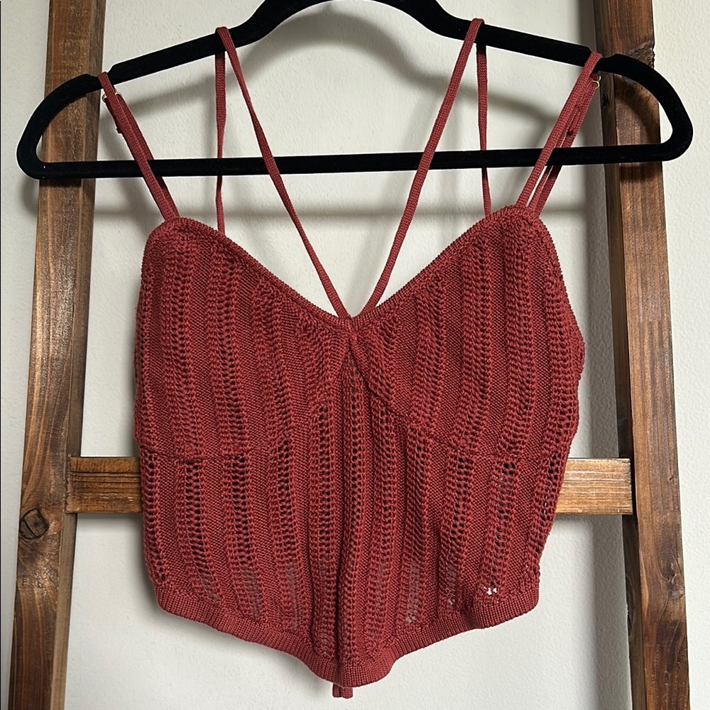 Strappy Crochet Knit Crop Top
